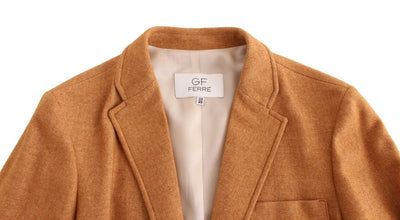 Beige Wool Blend Two Button Blazer