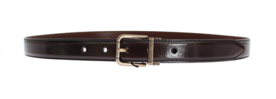 Brown Shiny Leather Gold Buckle Belt