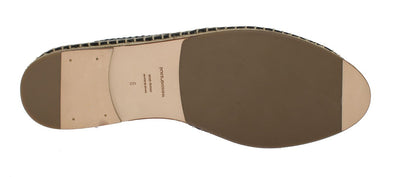 Blue Leather Woven Loafers Espadrilles