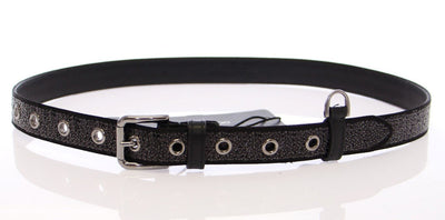 Black Silk Sequined Silver Logo Belt