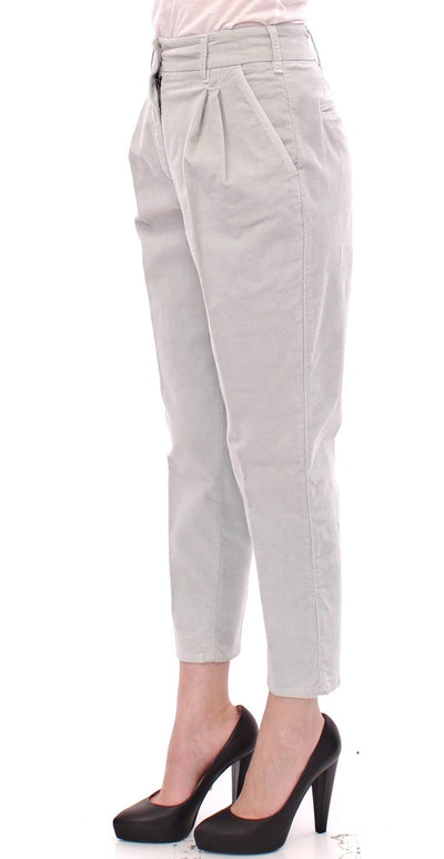 Blue Cotton Cropped Corduroys Jeans Pants