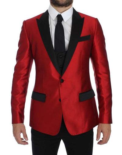 Red Black Silk 2 Piece Blazer