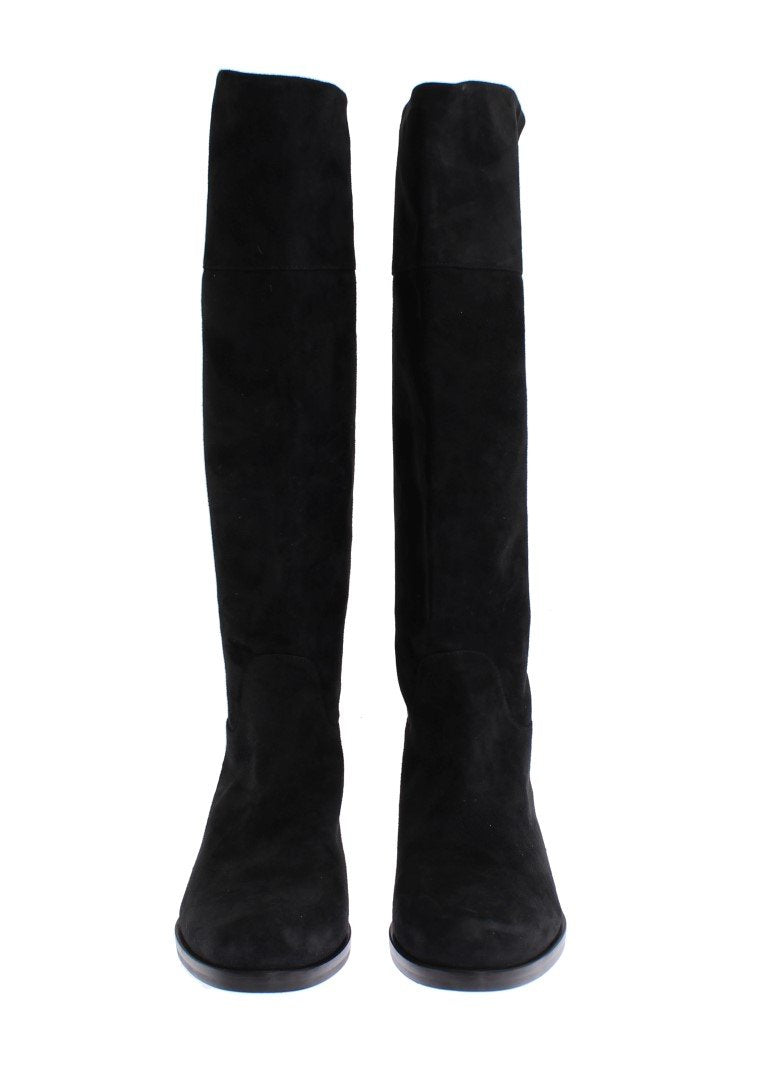 Gray Suede Goatskin Flat Boots