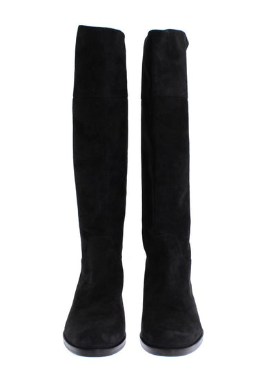 Gray Suede Goatskin Flat Boots