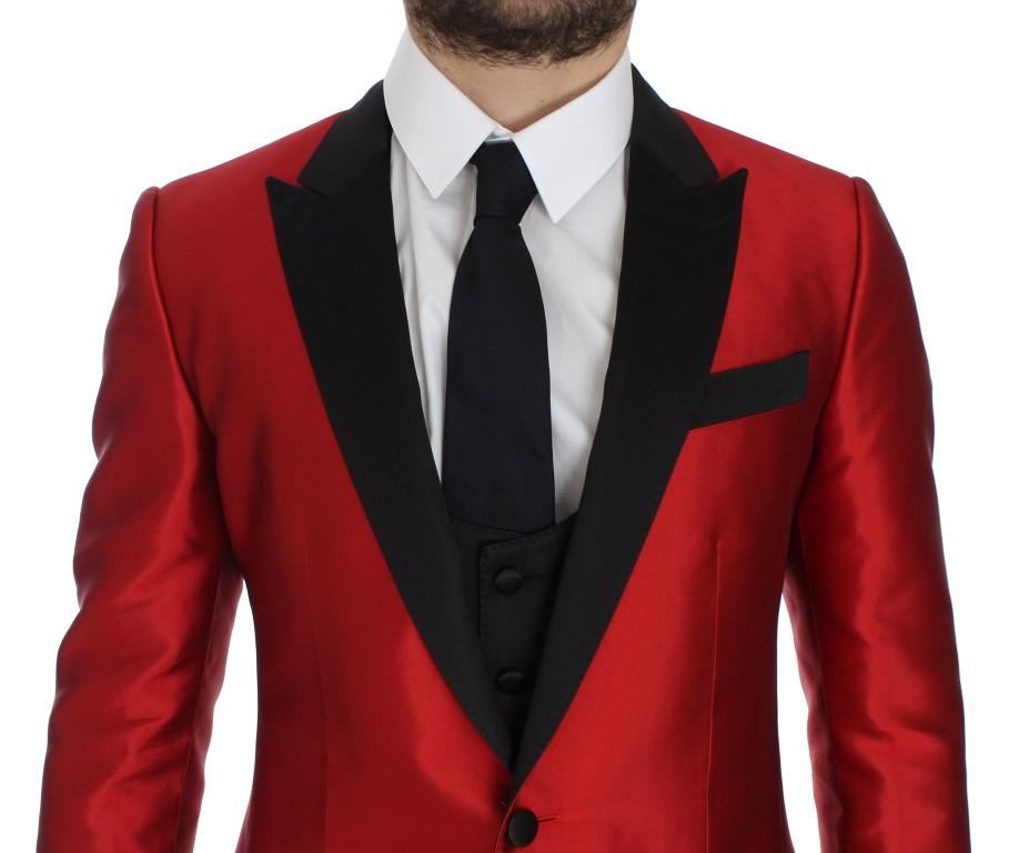 Red Black Silk 2 Piece Blazer