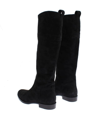 Gray Suede Goatskin Flat Boots