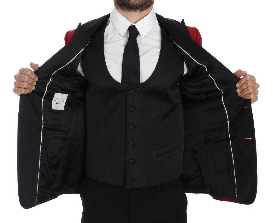 Red Black Silk 2 Piece Blazer