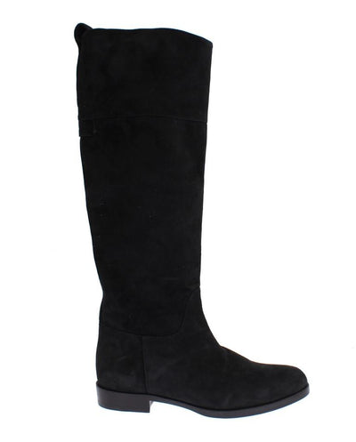 Gray Suede Goatskin Flat Boots