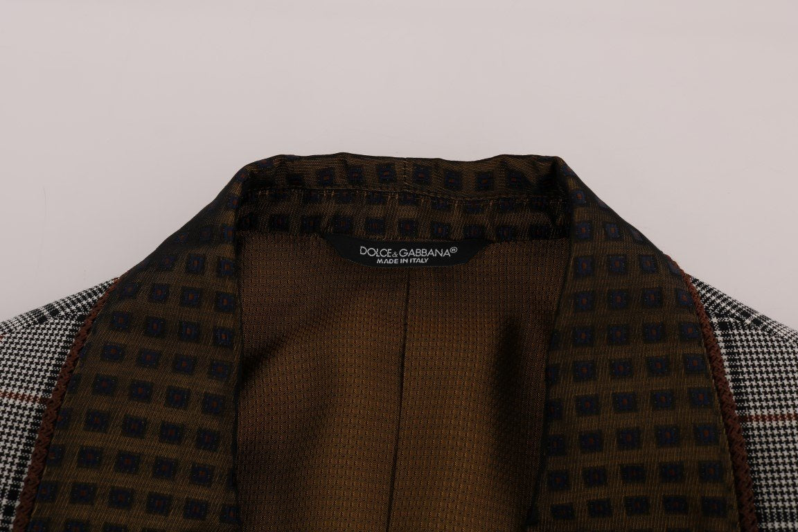 Gray Checkered Slim Fit Blazer Jacket