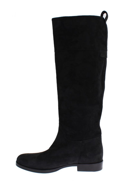 Gray Suede Goatskin Flat Boots
