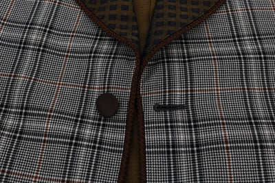 Gray Checkered Slim Fit Blazer Jacket