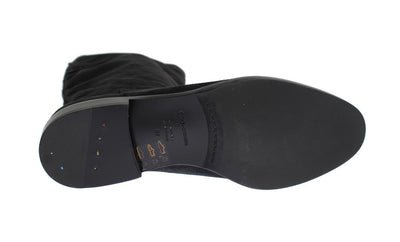 Gray Suede Goatskin Flat Boots