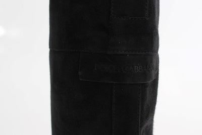 Gray Suede Goatskin Flat Boots