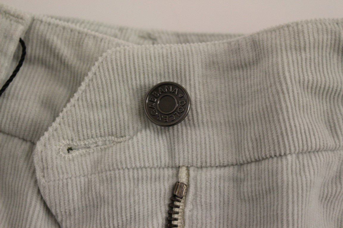 Blue Cotton Cropped Corduroys Jeans Pants