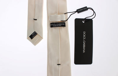 White Solid Silk Skinny Tie