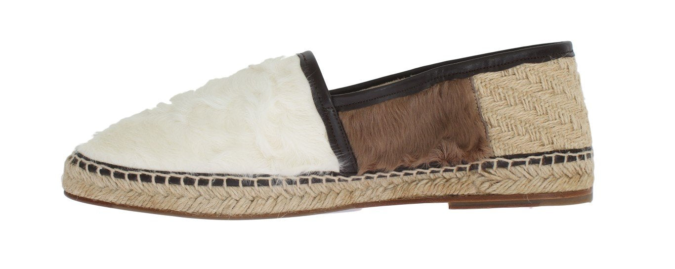 White Brown Xiangao Fur Espadrilles