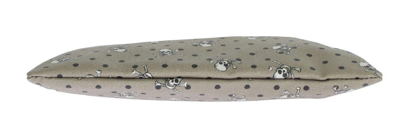 Green Canvas Skull Pattern Toiletry Clutch