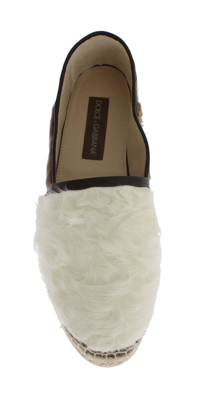 White Brown Xiangao Fur Espadrilles