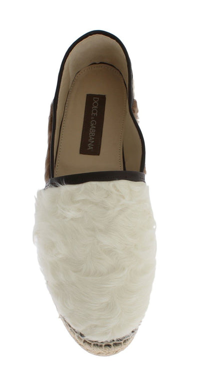 White Brown Xiangao Fur Espadrilles