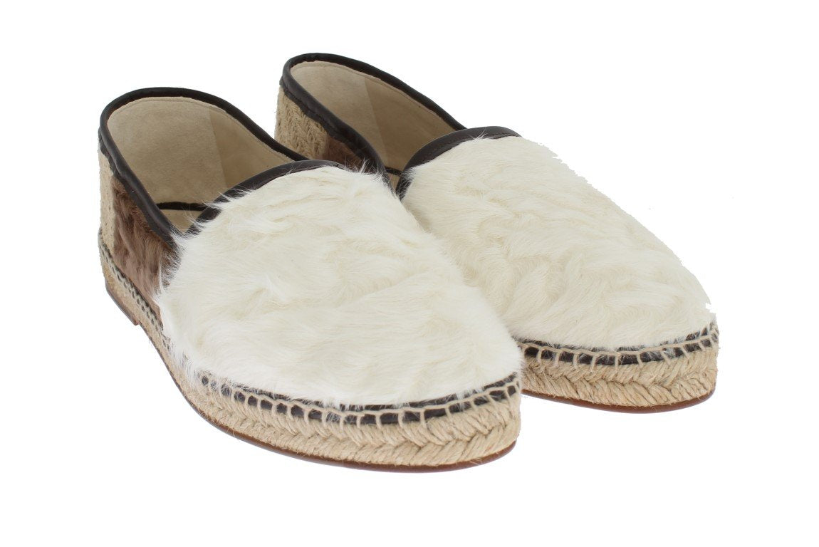 White Brown Xiangao Fur Espadrilles