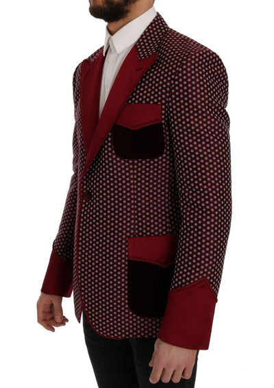 Red One Button Slim Fit Blazer Jacket
