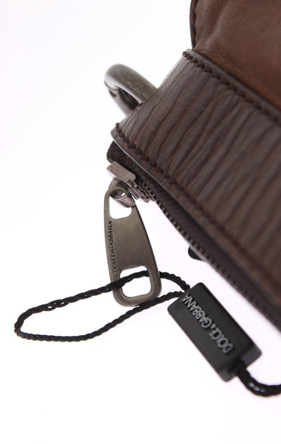 Brown Leather Linen Crossbody Messenger Bag