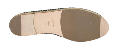 Blue Gray Woven Leather Espadrilles