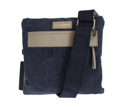 Blue Canvas Leather Crossbody Messenger Shoulder Bag