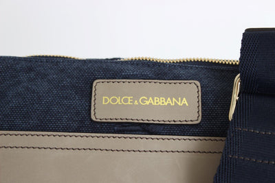 Blue Canvas Leather Crossbody Messenger Shoulder Bag
