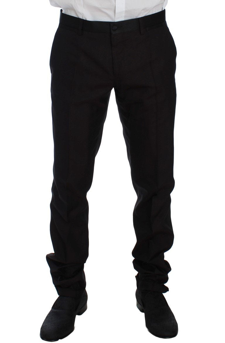 Purple Black Silk Slim 3 Piece Suit Tuxedo
