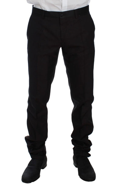 Purple Black Silk Slim 3 Piece Suit Tuxedo
