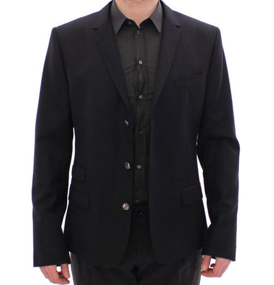 Black wool slim fit blazer