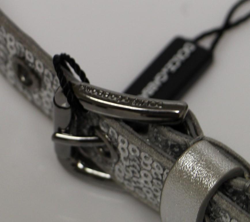 Silver Silk Sequined Silver Logo Belt