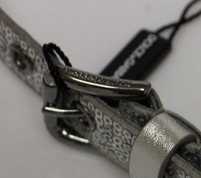 Silver Silk Sequined Silver Logo Belt