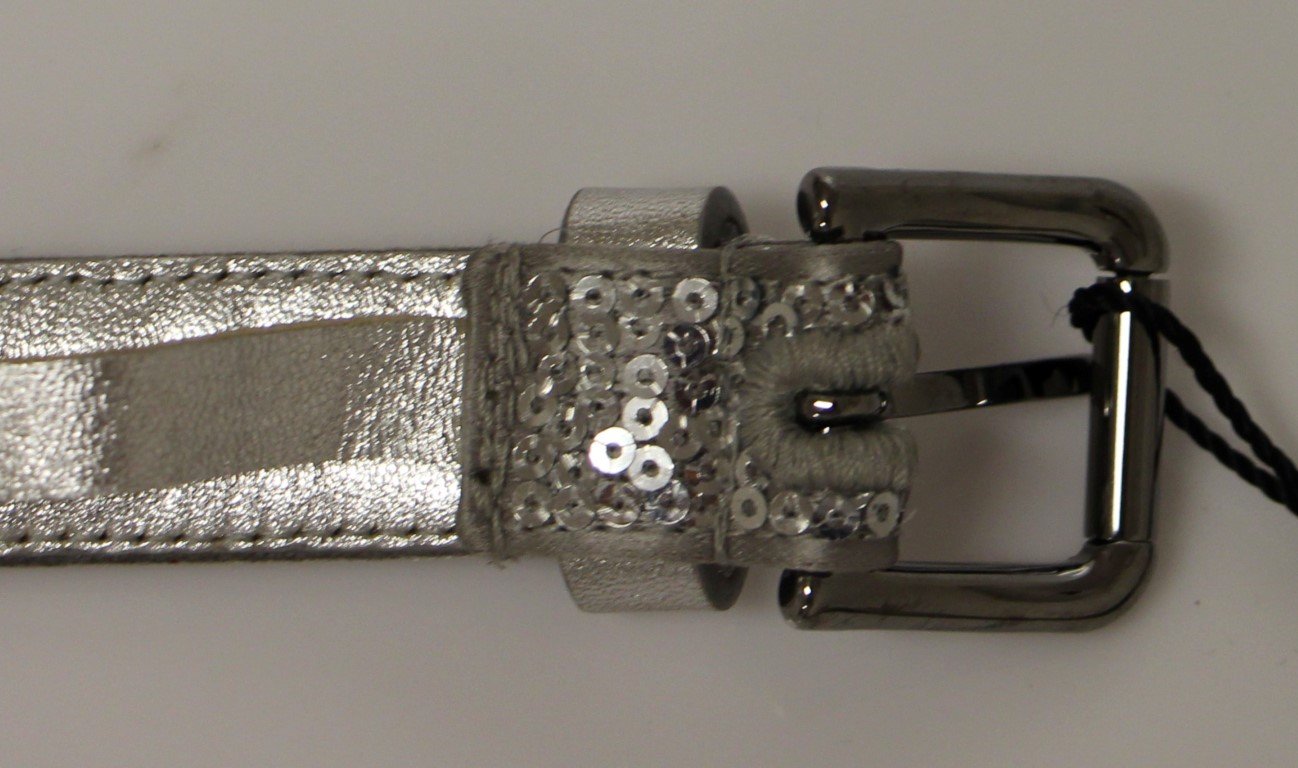 Silver Silk Sequined Silver Logo Belt