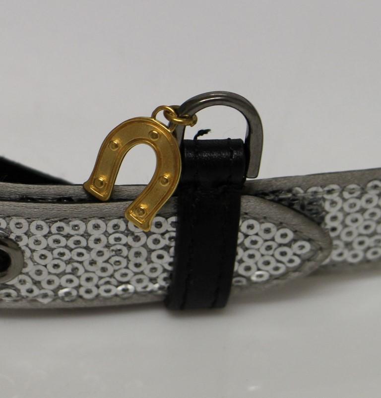 Silver Silk Sequined Silver Logo Belt
