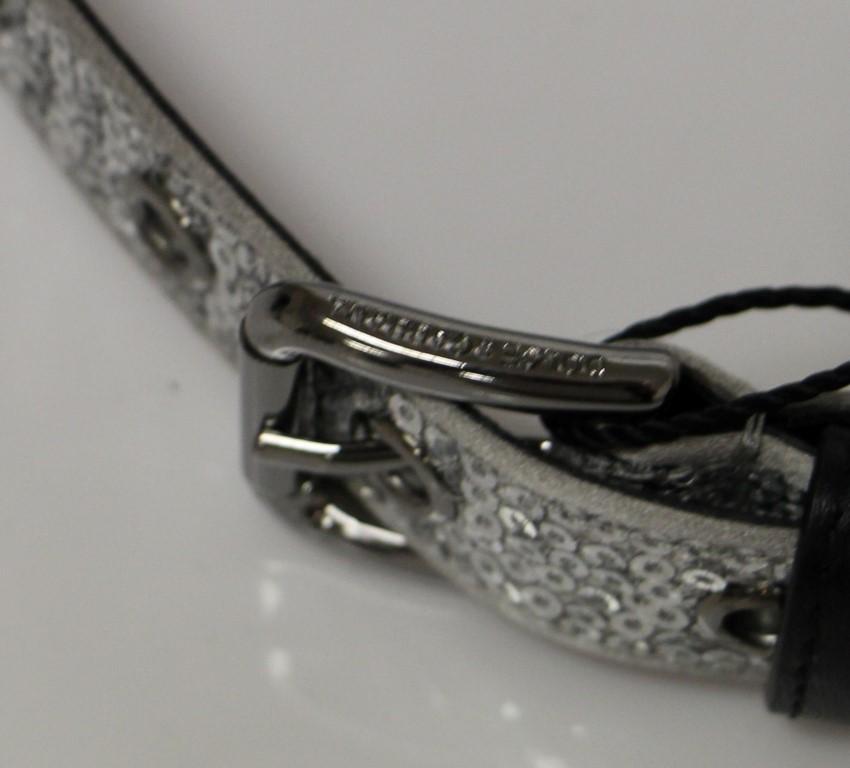 Silver Silk Sequined Silver Logo Belt
