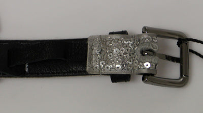 Silver Silk Sequined Silver Logo Belt