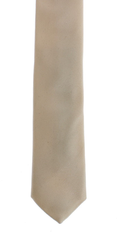 Ivory White Solid Silk Skinny Tie