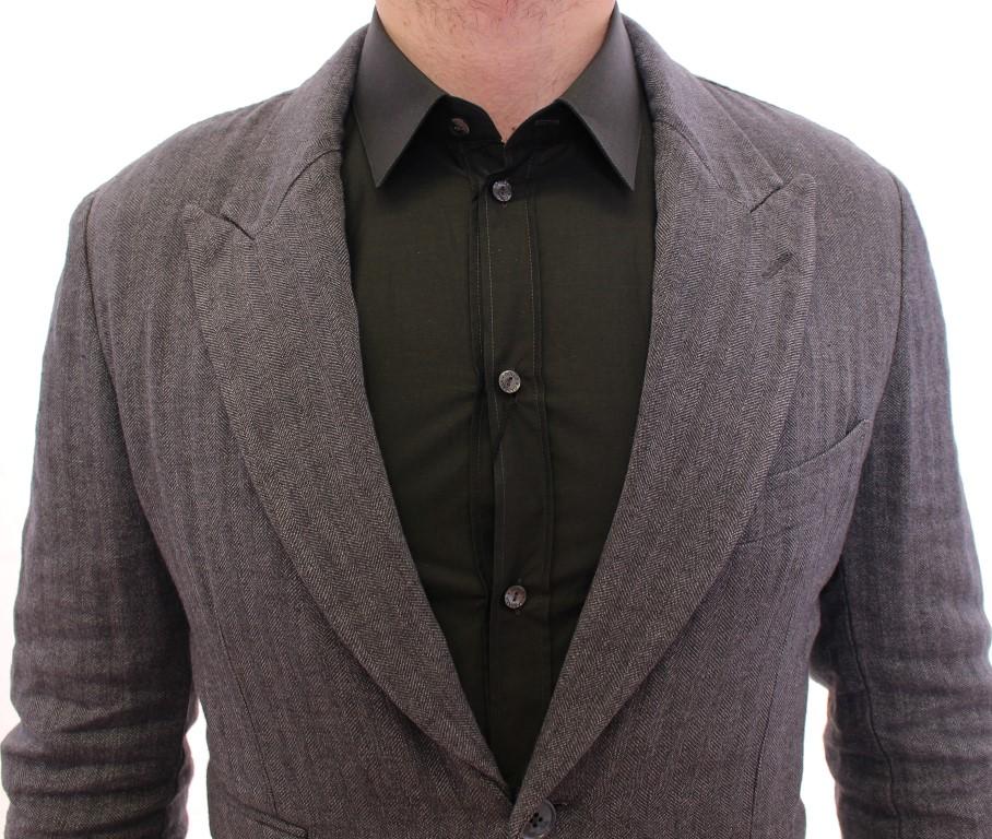 Gray linen slim fit blazer