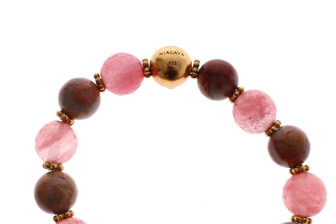 Cherry Quartz 18k Gold Silver Bracelet