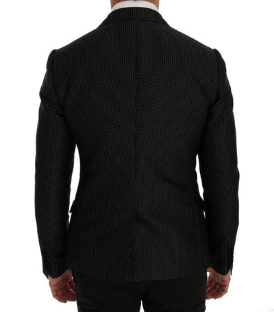 Black Jacquard Slim Fit Blazer Jacket