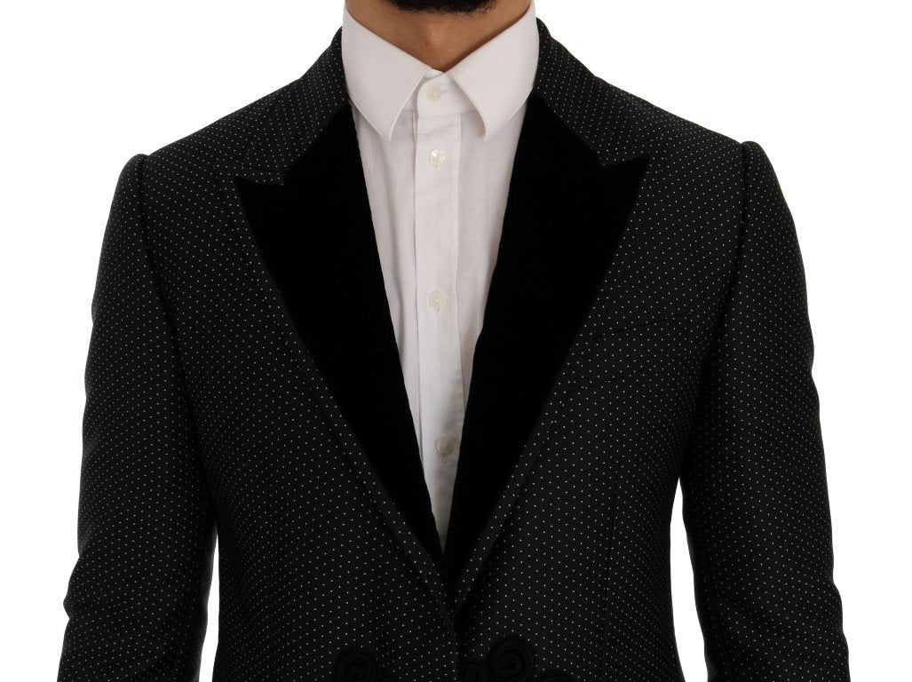 Black Jacquard Slim Fit Blazer Jacket