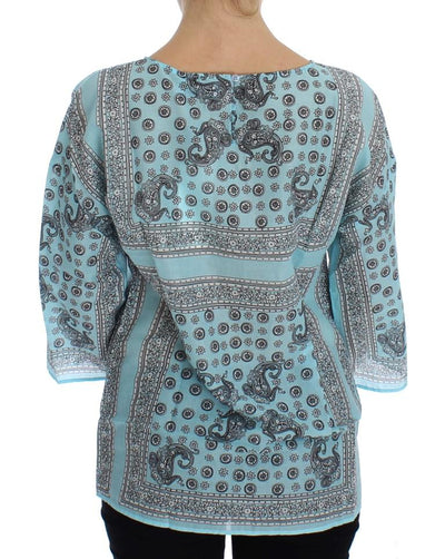 Blue 3/4 Sleeve Blouse Tunic