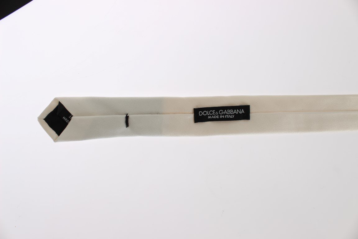 Ivory White Solid Silk Skinny Tie