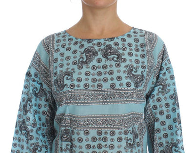 Blue 3/4 Sleeve Blouse Tunic