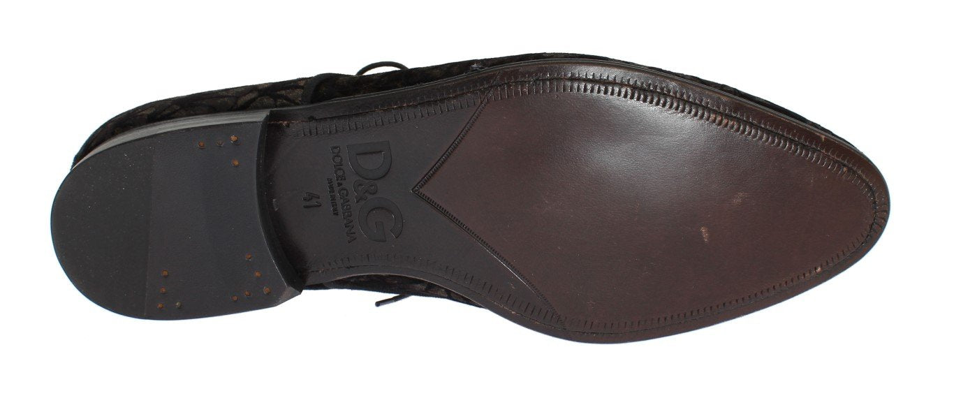 Brown Cotton Velvet Dress Shoes