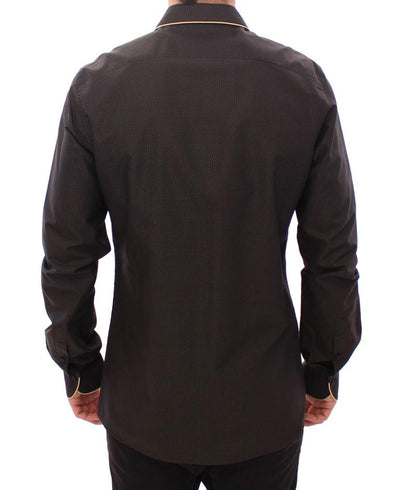 Black Polka Dot Silk Blend Slim Dress Shirt
