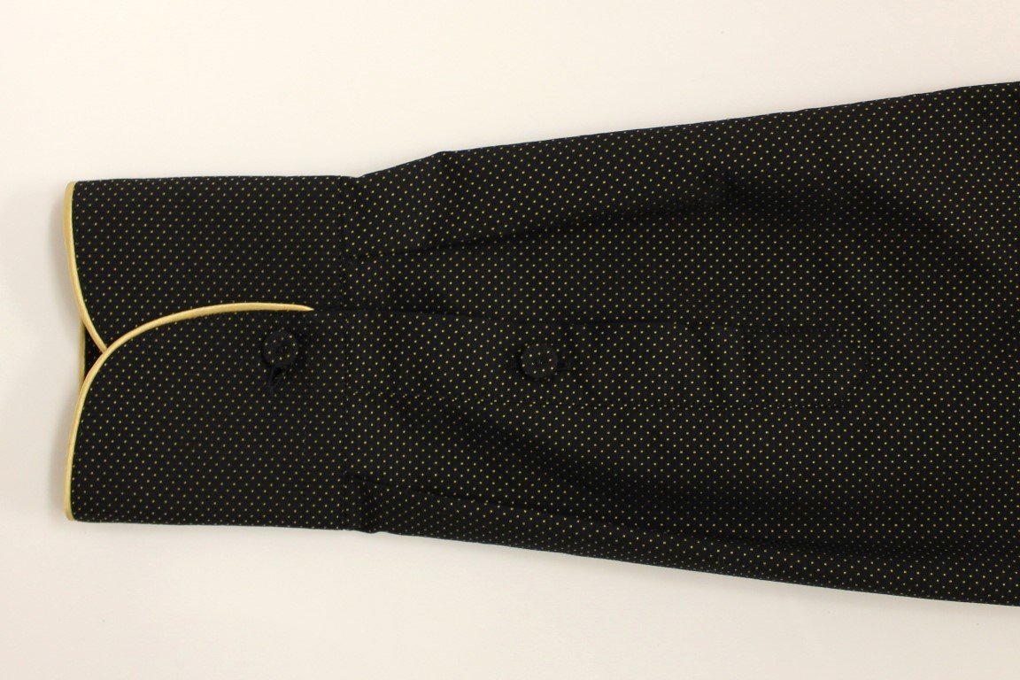Black Polka Dot Silk Blend Slim Dress Shirt