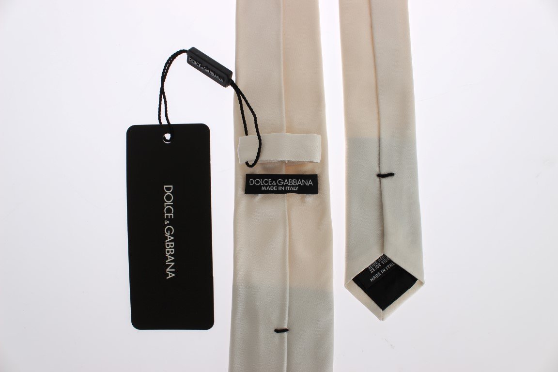 Ivory White Solid Silk Skinny Tie
